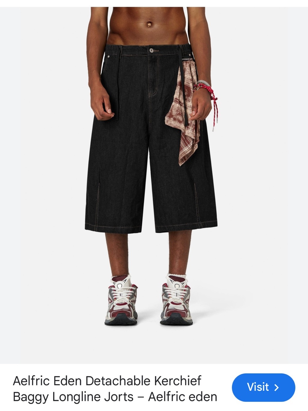 Aelfric Eden Black Baggy Longline Jean Shorts